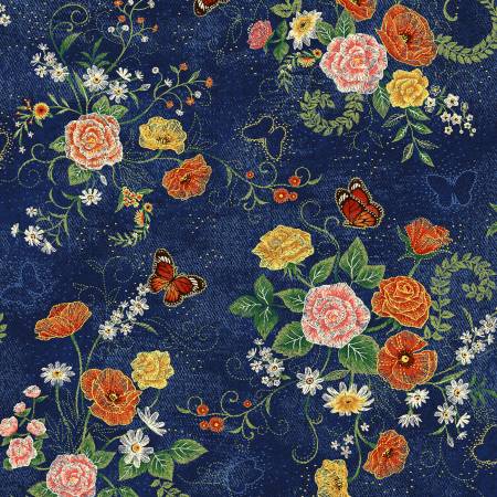 Denim Plus Flower Bouquet OA595541-Navy
