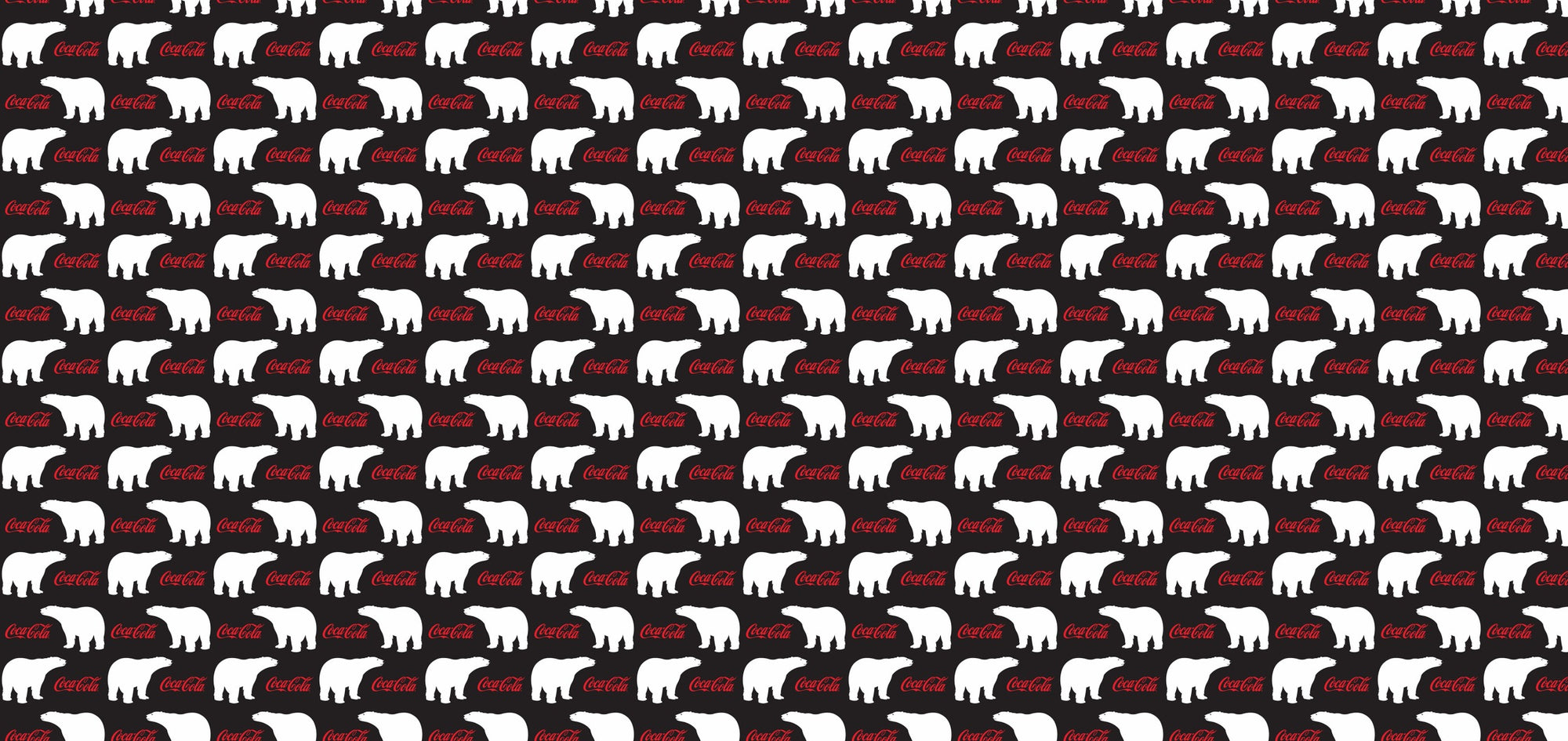 60" Wide - Coca-Cola Polar North CCFL1039-99 Black Fleece Stacked Bear