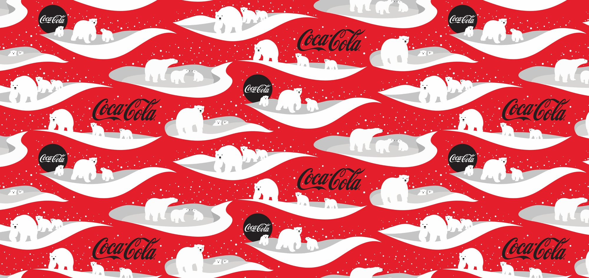 60" Wide - Coca-Cola Polar North CCFL1040-24 Red Fleece Scenes