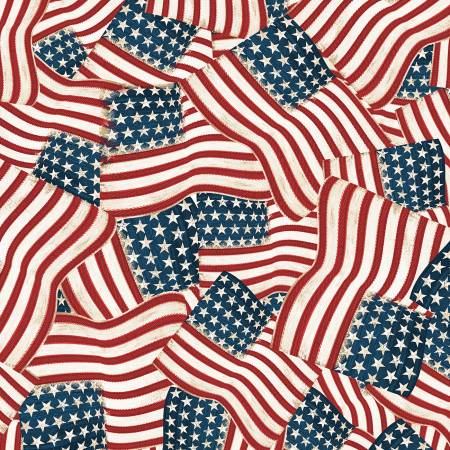 108" Wide Quilt Back - Founding Glory Packed Flags Multi 6631-234