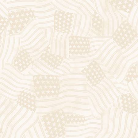 108" Wide Quilt Back - Founding Glory Tonal Flags Cream 6632-222