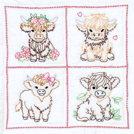 Baby Highland Cows 18in Quilt Squares