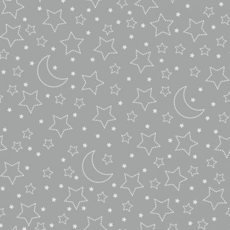 Moon Light Minky Grey Stars and Moons Minky 8217MK-95