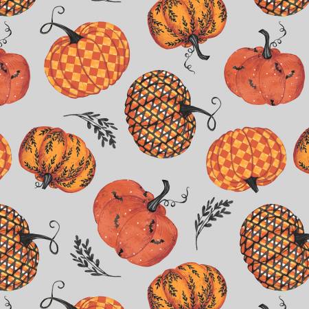Paranormal Parade Light Gray Pumpkins 8323-09