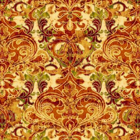 Autumn Field Pumpkin Damask 8370-35