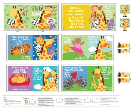 Huggable & Loveable 15 8835BP-01Multi Silly Zoo Book Panel 36in