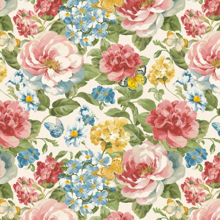Blushing Meadow 89303-237 Cream Packed Floral