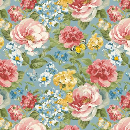 Blushing Meadow 89303-437 Blue Packed Floral