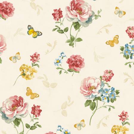 Blushing Meadow 89304-235 Cream Large Floral All Over
