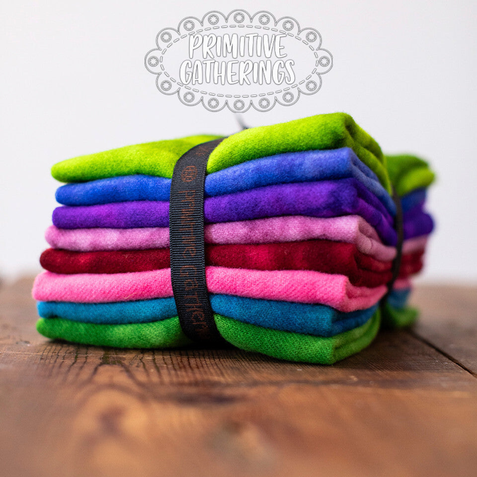 (8) 8" x 14" Wool Piece Bundle Brights #2