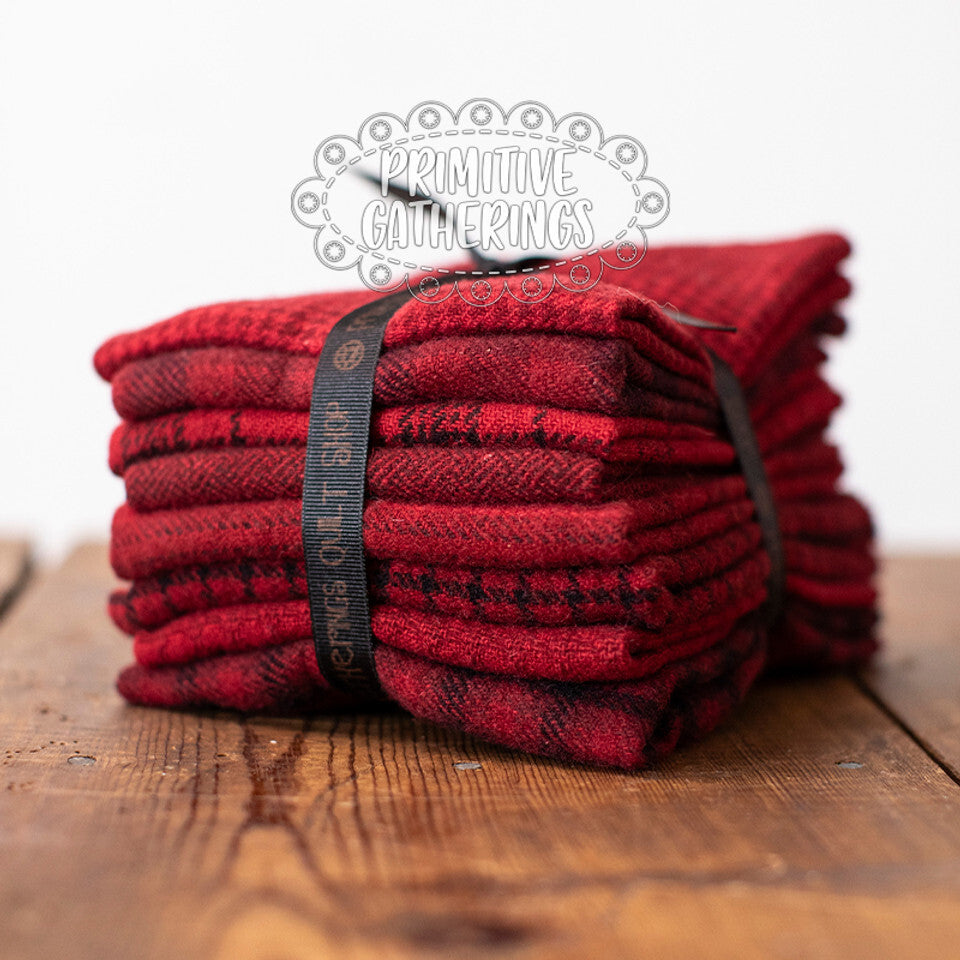 (8) 8" x 14" Wool Piece Bundle Christmas