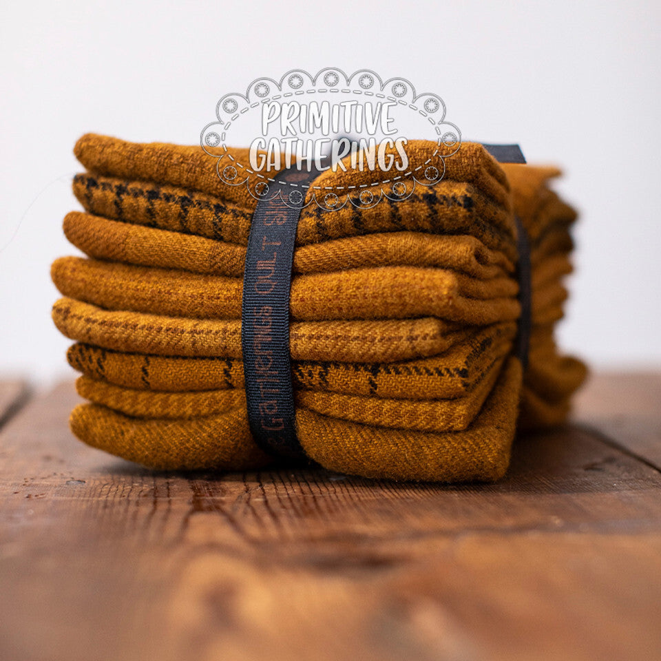 (8) 8" x 14" Wool Piece Bundle Mustard