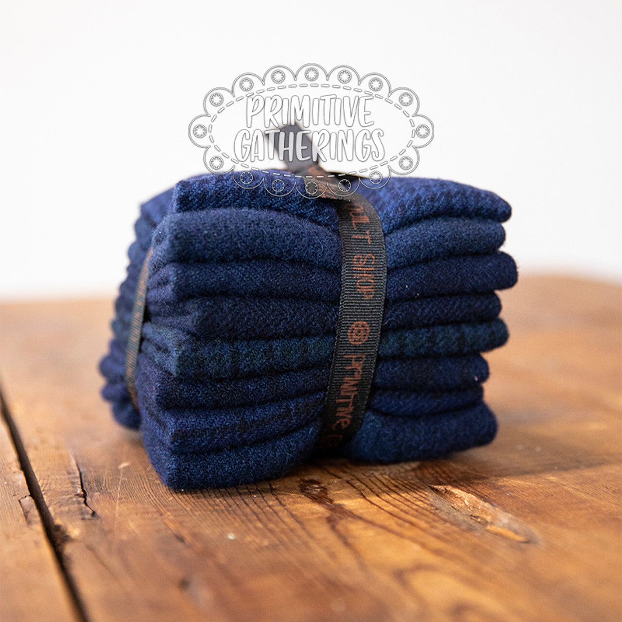 (8) 8" x 14" Wool Piece Bundle Navy