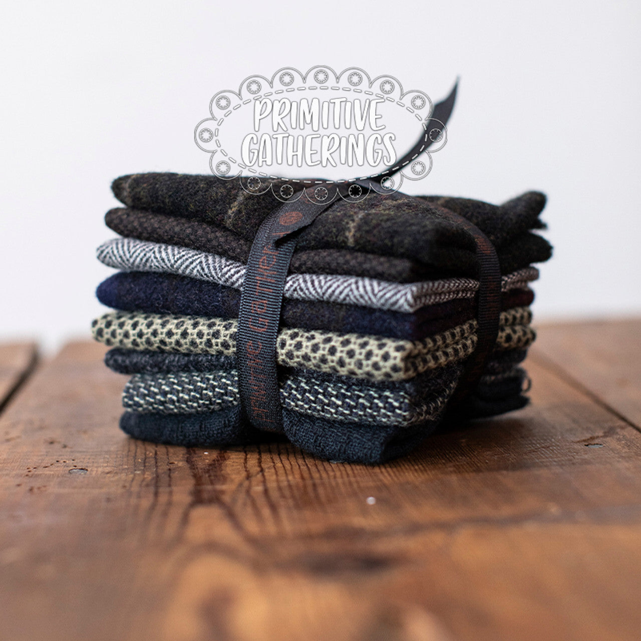 (8) 8" x 14" Wool Piece Bundle Raven