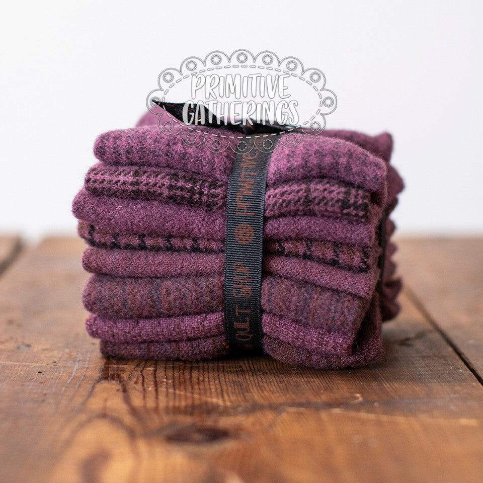 (8) 8" x 14" Wool Piece Bundle Rose