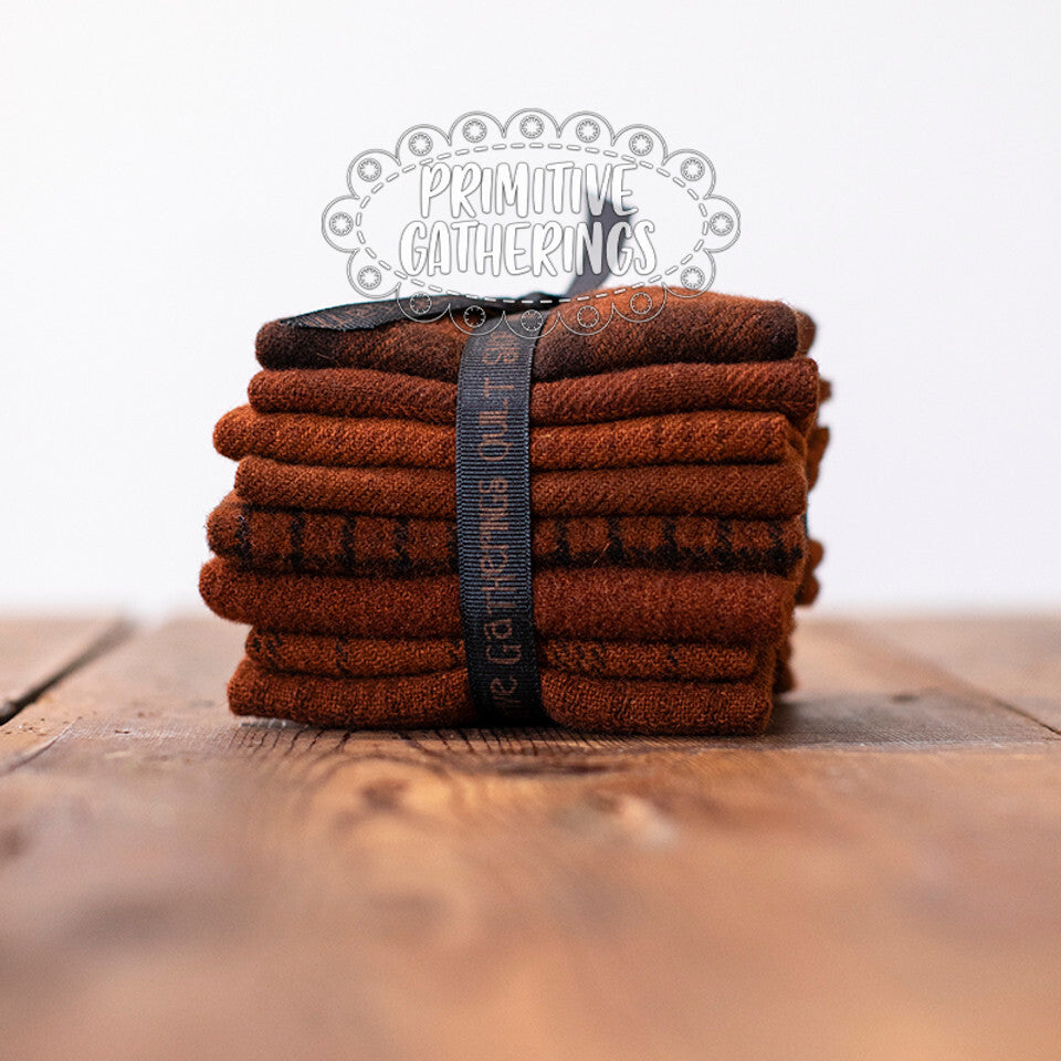 (8) 8" x 14" Wool Piece Bundle Rust