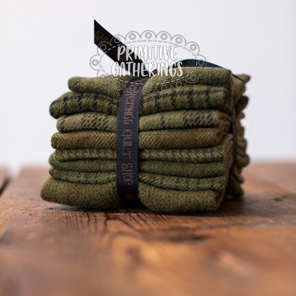 (8) 8" x 14" Wool Piece Bundle Sage