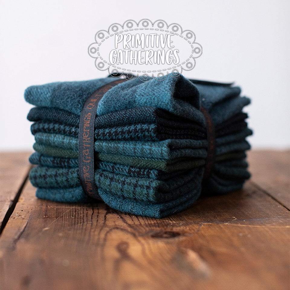 (8) 8" x 14" Wool Piece Bundle Union