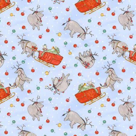 Christmas At Pooh Corner 9112-11 Light Blue Reindonkeys