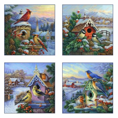 Winter Song Bird Panel 9409-White