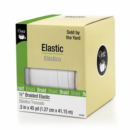 White Braided Elastic 1/2in