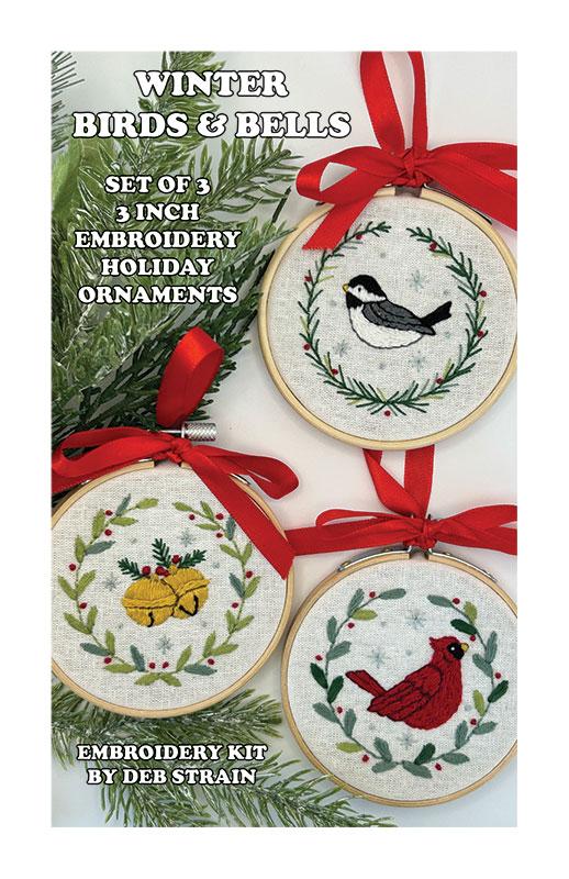 Hand Embroidery Ornaments Winter Bird & Bell