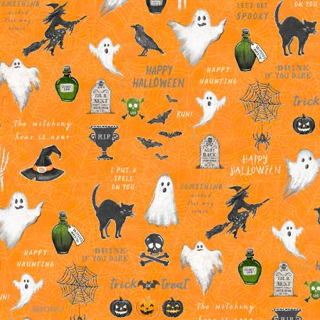 Midnight Hauntings Orange Large All Over 96482-819