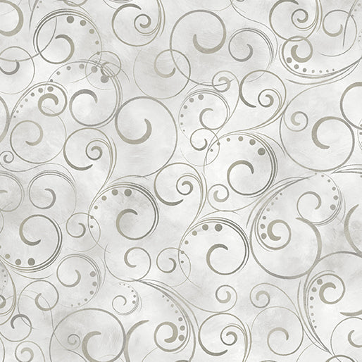 7/8 yard - 108" Wide Quilt Backing Swirling Splendor Cloud Gray 9705W11B