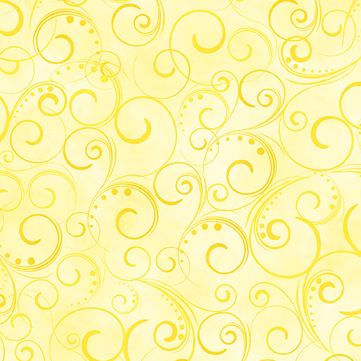 108" Wide Quilt Backing Swirling Splendor Light Yellow 9705W33B