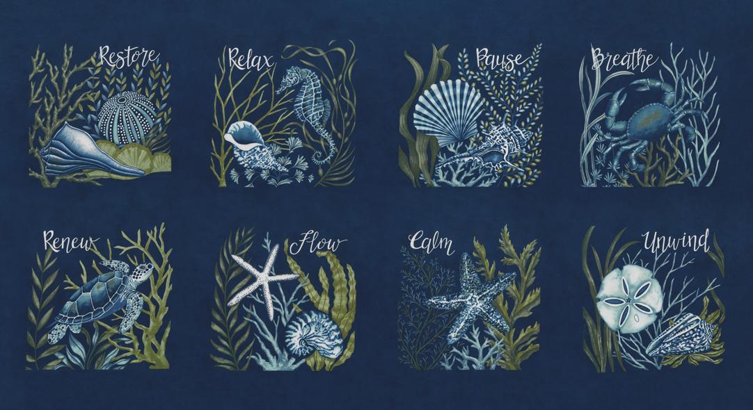 Seaside Panel Deep Sea 56209 19 Moda #1