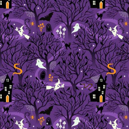 Witchy Woods A882-B on Spooky Purple (glow in the dark)