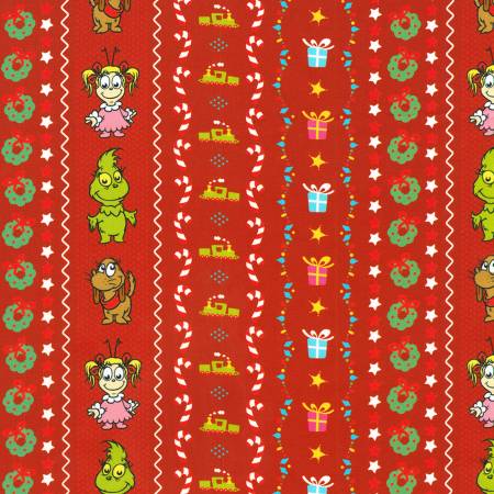 Little Grinch 23873-3 Red Christmas Motif Stripe Max Grinch Cindy Lou