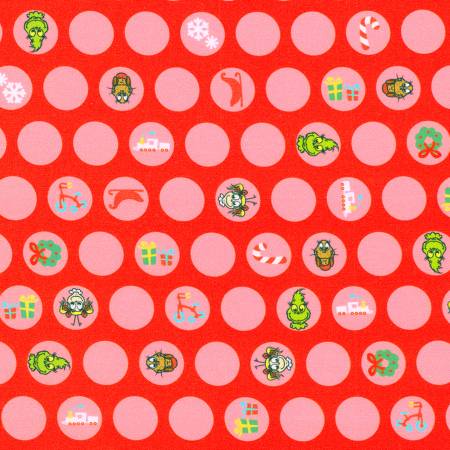 Little Grinch 23876-3 Red Circle Christmas Motifs Grinch Max Cindy Lou