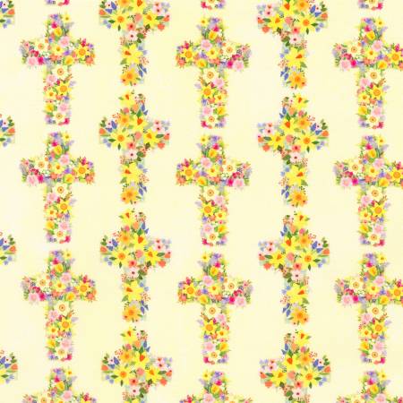 Happy Easter Flower Cross Cream AFGD-23577-84