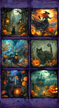 Moon Spell 23690-438 Night Panel Cats Witch Haunted House