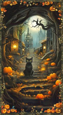 Moon Spell 23691-282 Spooky Panel Cat Haunted House