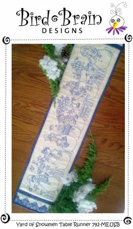 Yard of Snowmen Table Runner Machine Embroidery USB