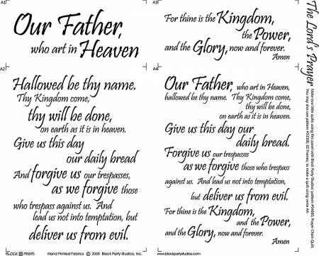 The Lord's Prayer Black on White