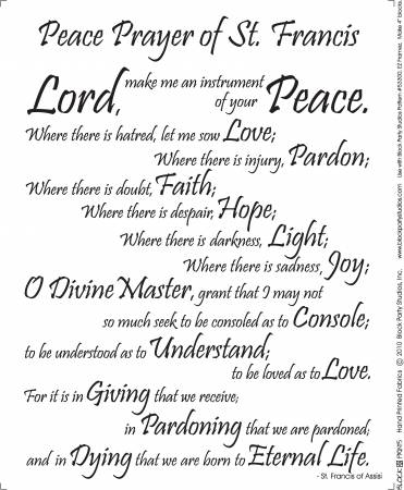 Peace Prayer of St Francis Black on Natural