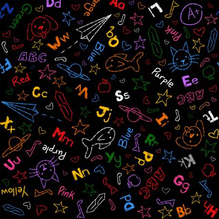 Color My World BQ4088-99 Black/Multi Mini Doodles