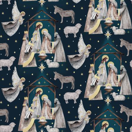 Silent Night 4707-77 Navy Nativity Scene