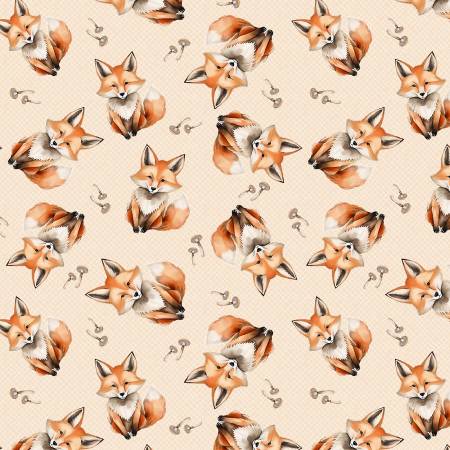 Wild n Free 4924-44 Cream Tossed Foxes