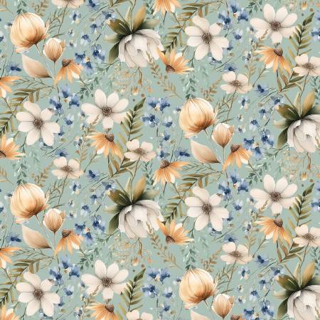 Wild n Free 4925-11 Teal Small Floral
