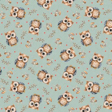 Wild n Free 4926-11 Teal Tossed Owls