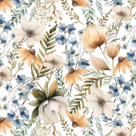 Wild n Free 4927-01 Ecru Large Floral