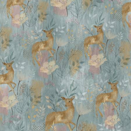 Nature's Canvas 4995-79 Slate Deer And Floral