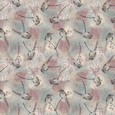 Nature's Canvas 4997-57 Lt Plum Sketched Birds Toss