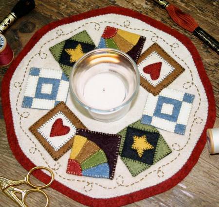 Kit Candle Mat Quilt Blocks - Fabric and Floss Kit