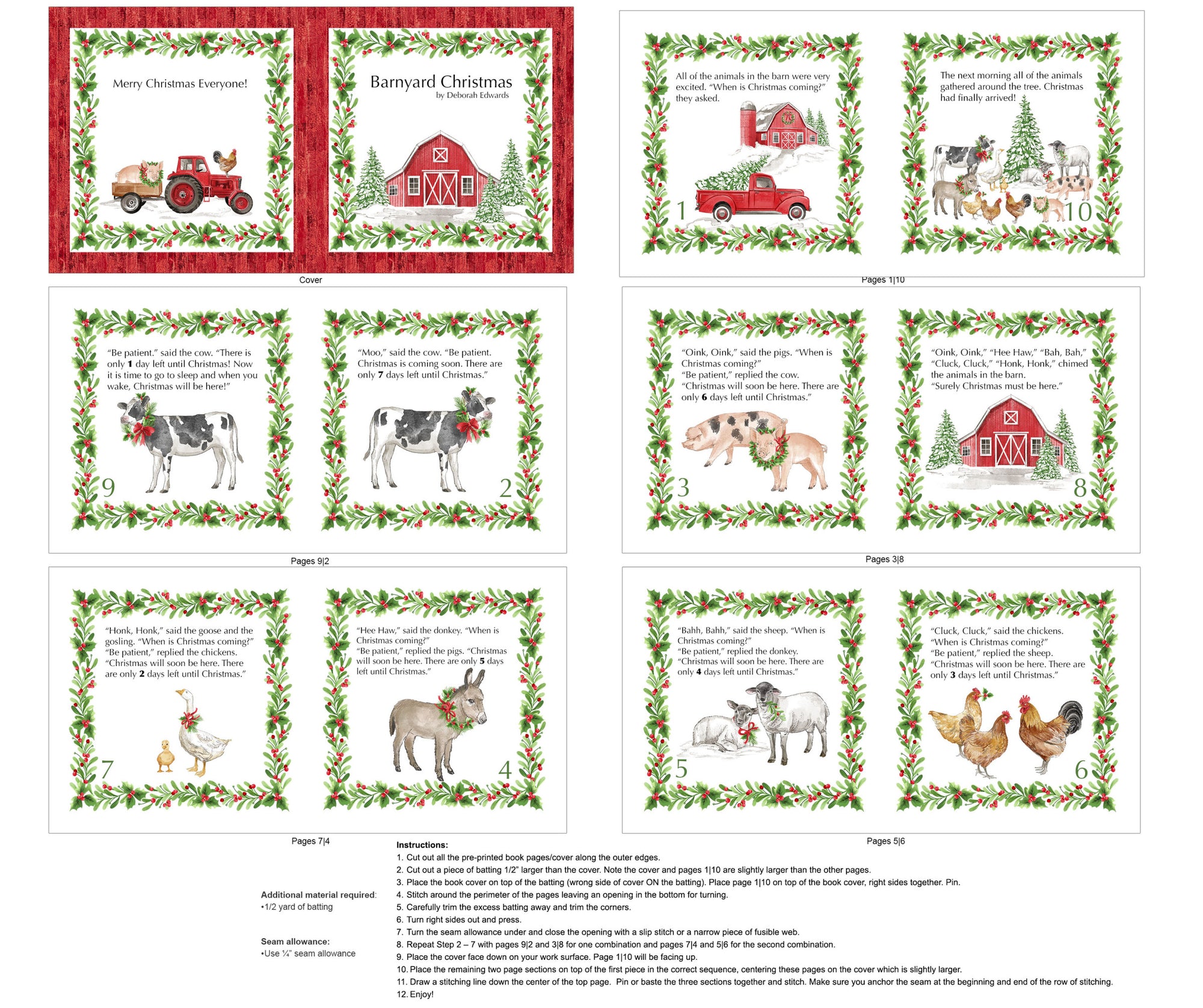 Barnyard Christmas DP28810-10 Book Panel