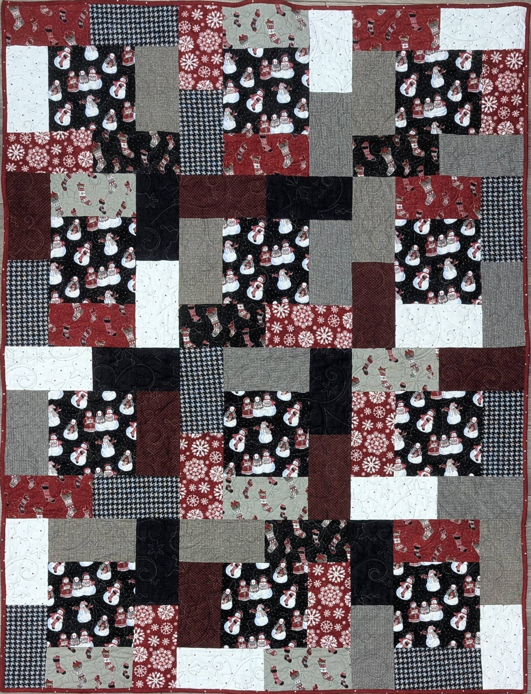 Blocky Snowman Finished Item Size: 54" x 72"